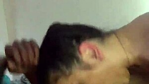 Latina woman's first night in black lingerie with licking and sucking