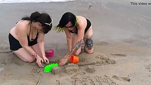 Chatting about lovely ladies' beach photoshoot