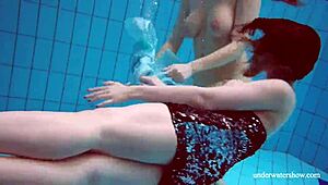 Holy cow! Dashka and Vesta, teen 18+ babes, get wild underwater in sexy bikinis!