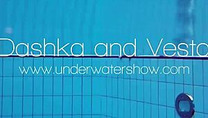 Holy cow! Dashka and Vesta, teen 18+ babes, get wild underwater in sexy bikinis!