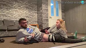 Gaming while teen girlfriend sucks cock, any boy's wet dream 😍