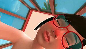 Cartoon couple's sensual encounter in The Sims 4