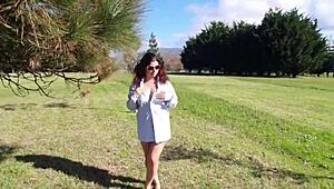 Flashing Pussy and Big Tits in Public Park, Stranger Massages My Ass