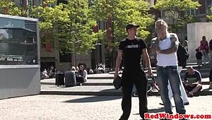 amsterdam goth prostitute in nets sucking cock and playing with cum in mouth 😏