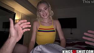 Stepdaughter sucks and rides stepdad's big cock for quick cash