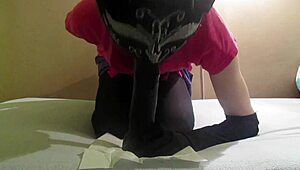 Femboy Deepthroats Dildo In Stockings