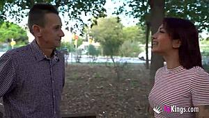 valeria faces an old man with a big bulge in this reality scene