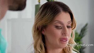 Masseuse observes client's reaction during nuru massage session