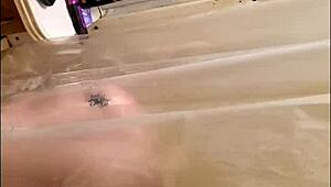 wife enjoys a peaceful shower after a long day, feeling refreshed and relaxed