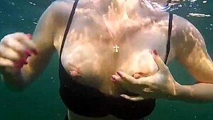 Crazy Diver Spies And Films Me Flashing Hairy Pussy In The Sea