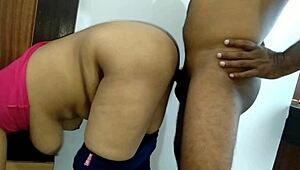 Indian milf student gets her big ass fucked anal in doggy style! POV cheating threesome at home!