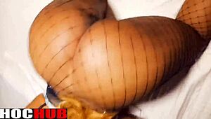 Four black babes engage in group sex