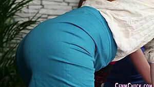 British babes in cfnm tugging cocks with humiliation.