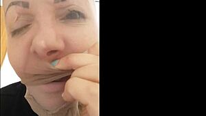 stockings on face create wild pig nose look