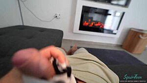 milf stepmom caught stepson with her panties, fucked him rough while husband away