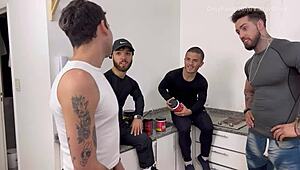 Orgy with Midget Friends Breaking Young Man's Ass