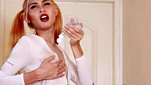 Tgirl Ploy Gets Oiled Up For Intense Masturbation