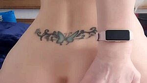 Petite blonde woman enjoys a solo ride on a large dildo.