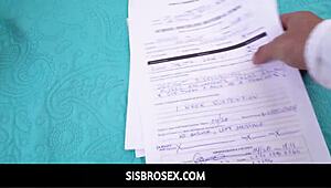 Petite blonde teen gets pov blowjob and creampie on sofa