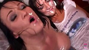 These Hot Women Enjoy Eating Sweet Cream Off Their Bodies While Fingering Pussy And Licking Tits.
