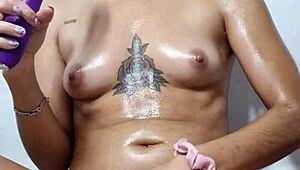 Latina Teen 18+ Masturbates With Dildo And Cums Hard On Her Big Ass