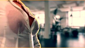 Milfy horúci kancelársky look v mokrej košeli