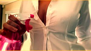 Milf's Hot Office Look in Wet Shirt