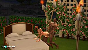 black cartoon character bends over for monster cock doggystyle in sims 4