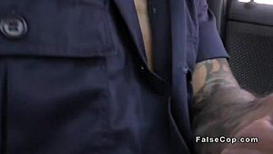 fake cop fucks inked blonde at work