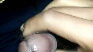 Shemale Big Cock Cumshot with Intense Sounding Play
