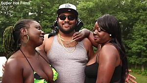 poizon ivy and poizon ivy swallow small 18+ dick together in backyard black ebony facial