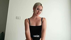 sexy tanned blonde in lingerie chats about her preferences