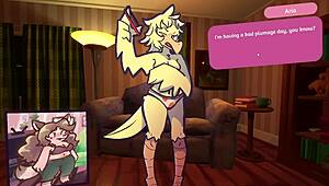 Two Chicks Engage in Furry Strip Poker with Clothes Ripped