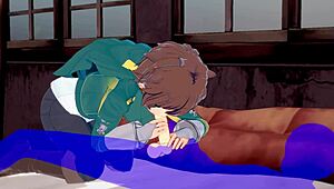 konosuba yaoi kazuma blowjob with cum in mouth