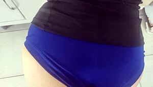 Maid's ass fucked bent over in kitchen