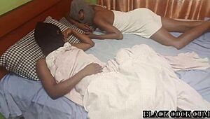 Three's company on a steamy birthday night: gorgeous babe gets double teamed