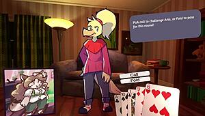 Two Chicks Engage in Furry Strip Poker with Clothes Ripped