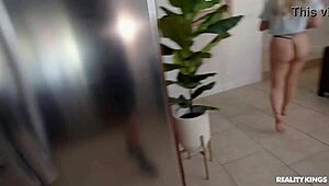 Voyeur Feels Intense Passion While Fucking The Flirt In Closet With Choking And Cumshot