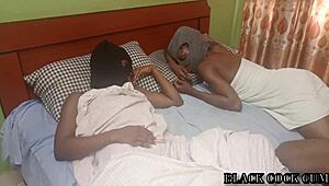 Three's company on a steamy birthday night: gorgeous babe gets double teamed