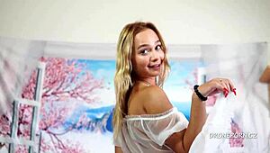 Beautiful European Czech Blonde Teen Girl Relaxing In The Bed