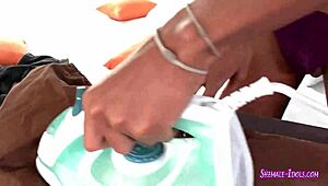 Black Shemale Hooker Masturbates Solo