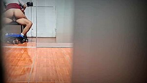 Watch this sexy secretary spy on her boss during overtime? He cums watching her!