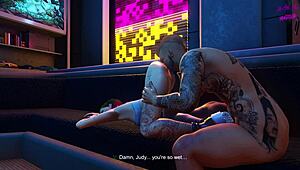 Neon-lit orgy: Cyberpunk XXX parody