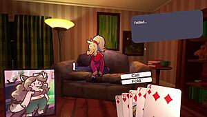 Two Chicks Engage in Furry Strip Poker with Clothes Ripped