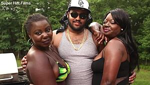 poizon ivy and poizon ivy swallow small 18+ dick together in backyard black ebony facial