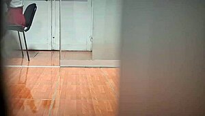 Watch this sexy secretary spy on her boss during overtime? He cums watching her!