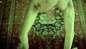 Sexy brunette enjoys nude bathing in shower for Friday the 13th