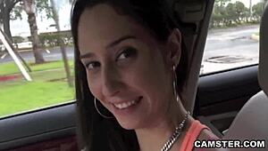 hey, this amateur got drilled in the backseat for cash real quick.