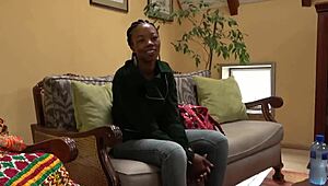 African queen deepthroats monster white cock in fake casting interview 😏