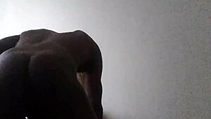 Latino deepthroats black shemale's big ass cock